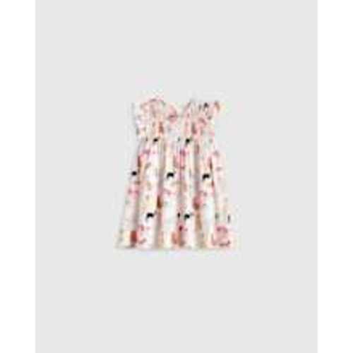 100% Organic Cotton Poplin Smocked Flutter Sleeve Dress - Baby Girl