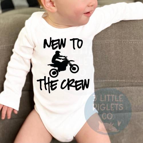 New To the Crew Dirtbike Pregnancy Announcement MX Baby Onesie® Dirt Bike Baby Gift Baby Shower Gift Motocross Racing Baby Announcement