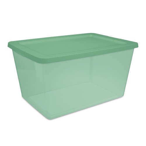 Sterilite, 58 Quart Clear Storage Bin, Snap-on Lid Storage Container, Green Tint