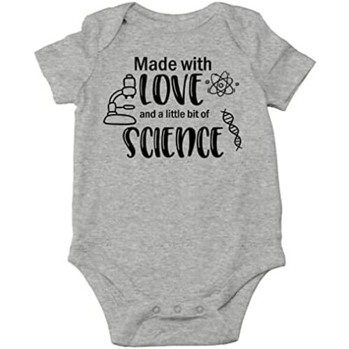 AW Fashions Made With Love And A Little Bit Of Science Baby Bodysuit Funny Cute Newborn Romper Clothing