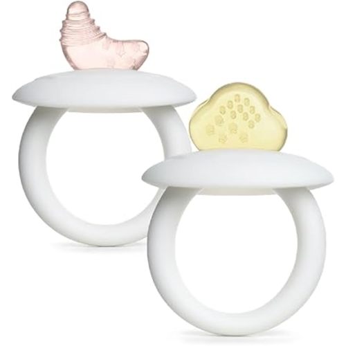 BumbleBee Soft Silicone Teething Toys Set, Easy to Hold Toy for Baby Teething Relief Soothes Sore Gums, Food Grade Silicone Teethers for Babies 0+ Months,2Pcs Set