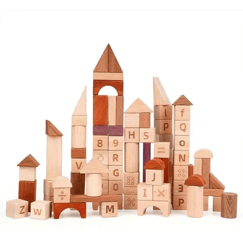 Agirlgle 86Pcs Wooden Building Blocks Set ABC Blocks- Wood Stacking Blocks Stacker for Toddlers Baby Natural Wooden Blocks Construction Preschool Early Learning Toys Sorting 26 ABC Alphabets Blocks