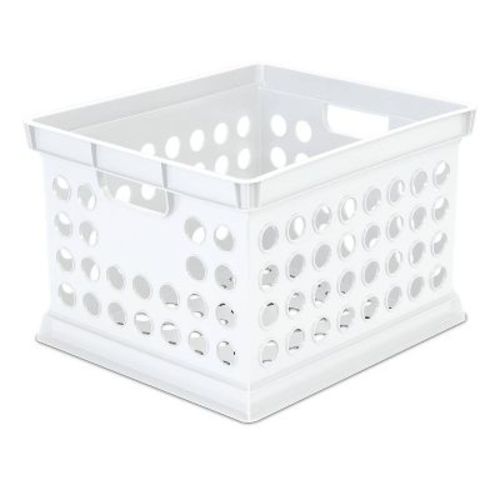 Storage Crate White - Room Essentials™: Portable Stackable Plastic Milk Crate With Built-in Handles, 30.6l Capacity