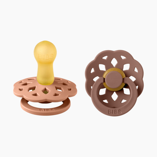 BIBS Boheme Natural Rubber Pacifier (2 Pack) - Peach / Woodchuck, Size 1