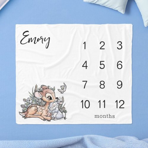 Disney's Bambi Baby Monthly Milestone Fleece Blanket | Zazzle