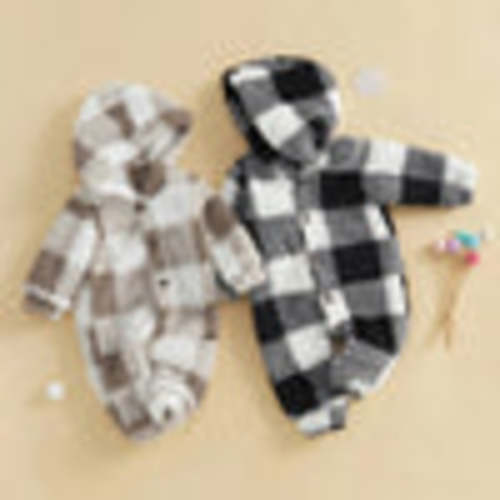 Plush Plaid Hoodie Romper