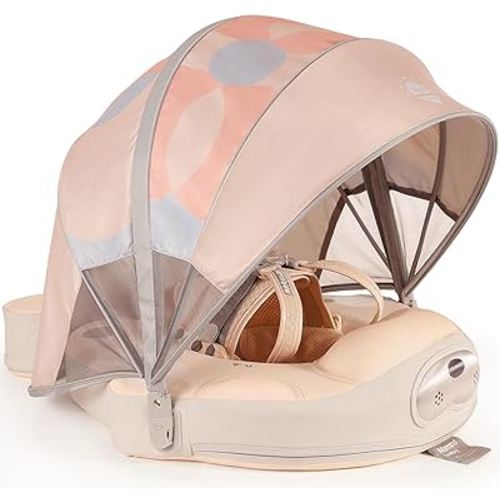 Mambobaby Float with Canopy Newest 3Months to 48Months Upright Standing Stroke 3rd Swim Mode Non Inflatable Smart Swim Trainer Solid Baby Swim Pool Float Mambo Baby Float Infant Toddler Swimming Ring
