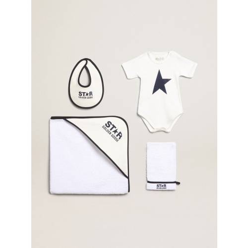 Gift set in white with blue logo