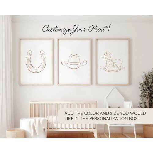 Salty Spurs | Custom Color | Nursery Wall Art | Set of 3 Western Prints | Digital Download | Baby Cowboy Print | Kids Western Room Decor