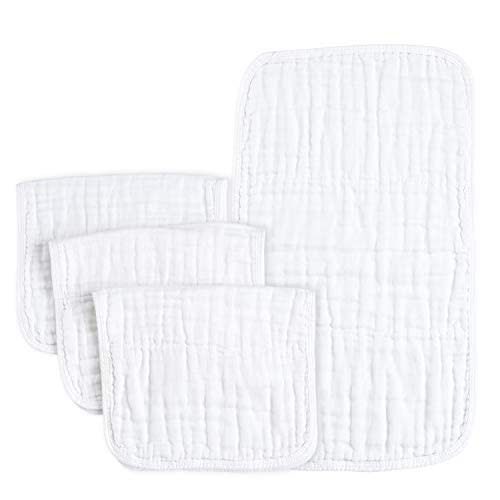 PPOGOO Baby Muslin Washcloths Natural Purified Cotton Baby Wipes Soft Newborn Baby Face Towel (white2)