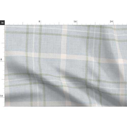 Traditional Fabric - Minimal Plaid Large Blue by little_forest_atelier - Heritage Revival Blue Green Plaid Fabric by the Yard by Spoonflower