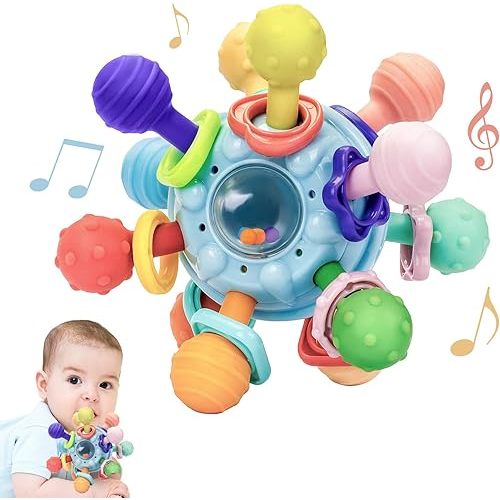 Accevo Baby Teething Toys Silicone Baby Teether Toys for 6-12 Months Chew Toys for Sucking Needs, Baby Teether for Soothing Sore Gum Montessori Toys for Babies for Newborn