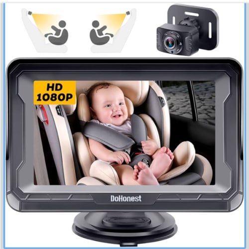 DoHonest Baby Car Camera HD 1080P - Rear-Facing Car Baby Monitor with Night Vision, Adjustable View Angle, Easy Setup, Anti-Glare Display, Safety for Kids & Infants