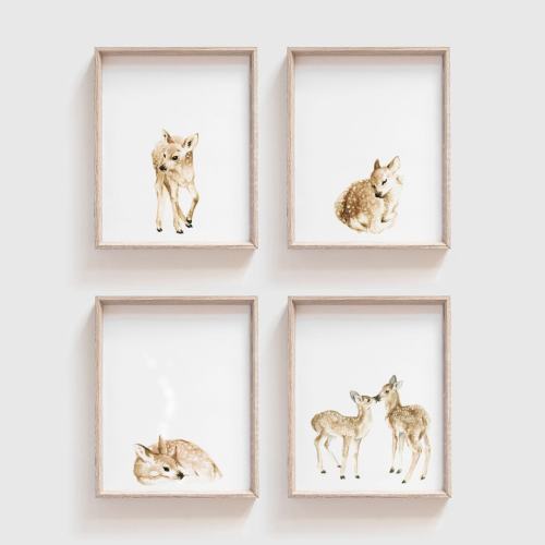 SET of Deer Art Prints - Woodland Animal Painting -Baby Deer Watercolor - Fawn Painting - Baby Room - Baby - Baby Girl - Baby Boy - Home