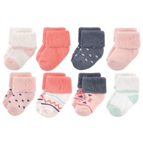 Luvable Friends Baby Girl Newborn and Baby Terry Socks, Girl Aztec, Size: 0-6 months