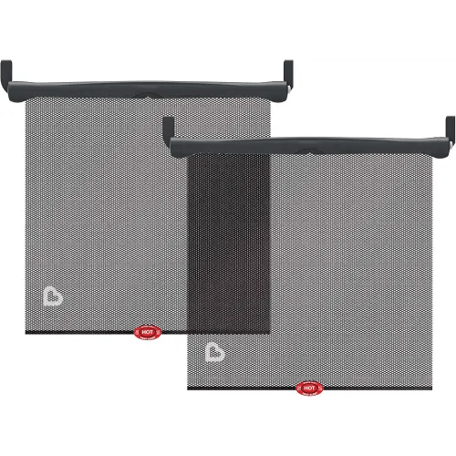 Munchkin Brica Sun Safety Car Window Shade with Heat Alert, Helps Block UVA/UVB Rays, 2 Pack, Black