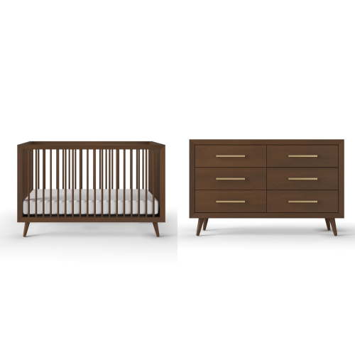 Child Craft Cranbrook Crib and Dresser Nursery Set, 4-in-1 Convertible Crib with 6-Drawer Dresser, Toasted Chestnut, 2-Piece