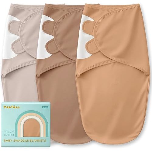 Yoofoss Baby Swaddle for Newborns 0–3 Months, Rayon Made from Bamboo Swaddle, Noiseless Closure Swaddle Sack, Soft Breathable & Durable Snug Fit