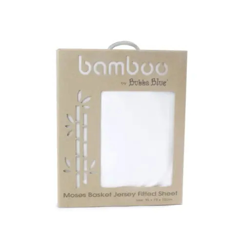 Bubba Blue Bamboo Jersey Moses Basket Fitted Sheet White | Baby Bunting AU