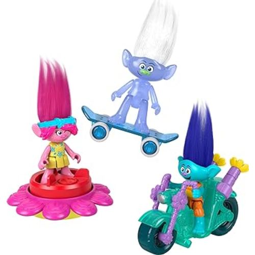 Fisher-Price Imaginext DreamWorks Trolls Toys Sparkle & Roll Pack, Poppy Branch & Guy Diamond Figures for Pretend Play Kids Ages 3+ Years