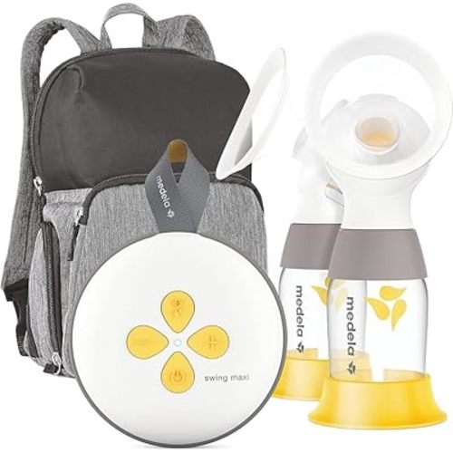 Medela Extractor de leche | Swing Maxi Double Electric | Extractor de leche portátil | USB-C recargable | Bluetooth | Sistema cerrado | con bolsa de transporte