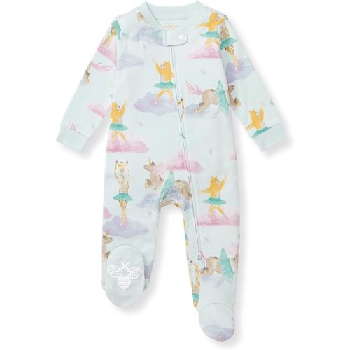 Burt's Bees Baby Baby Girls Pajamas Sleep and Play, Soft 100% Organic Cotton One-piece Pj With Non-slip Bee Grip Footies, Newborn Essentials