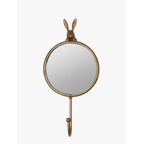 House of Hampton® Hazlee Round Wall Mirror Hooks Two Nursery Garden Room | Wayfair