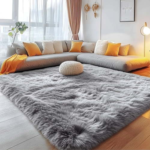 Pentantan Shag Area Rugs, 5ft x 8ft Soft Fluffy Indoor Carpet for Living Room Bedroom Decor, Light Gray