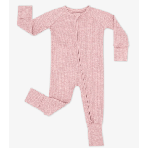 Heather Mauve Ribbed Zippy - Little Sleepies