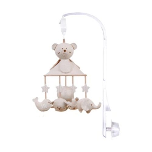 PETSOLA Baby Musical Crib Mobiles Montessori Toy Animal Bear Crib Hanging with Music Box Sensory Toy for Ages 0-18 Months Kids Present with Pure