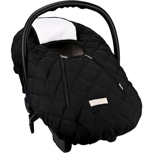 Bebamour Car Seat Cover for Babies Winter - Baby Car Seat Covers Universal Cold Weather Shield,Warm and Cozy Carseat Covers (Black)