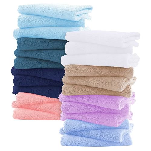 Sunny zzzZZ Ultra Soft 24 Pack Baby Washcloths - 10x10 Inches - Coral Fleece Extra Absorbent Wash Clothes for Babies, Infants and Toddlers - Sensitive Skin and Newborn - Ideal Baby - Multicolored