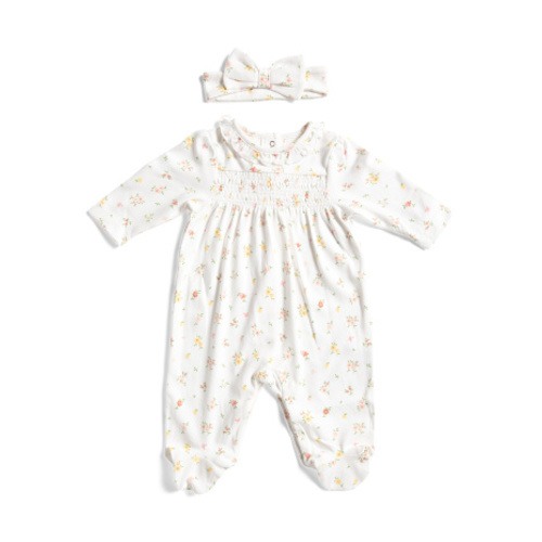 Newborn Girls Pima Smocked Floral Footie Set | Baby | Marshalls