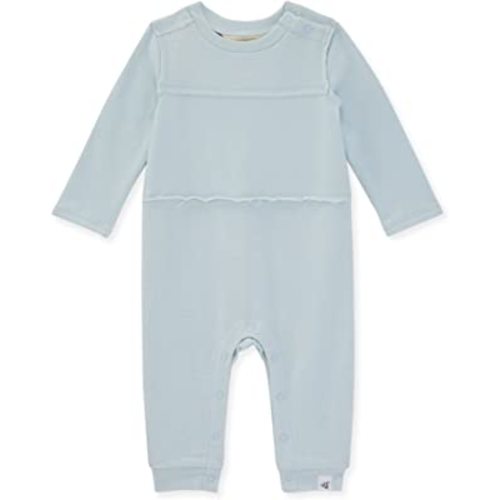 Burt's Bees Baby Baby Boy's Romper Jumpsuit, 100% Organic Cotton One-Piece Short Shortall, Long Sleeve Coverall, Sky French Terry, 9 Months