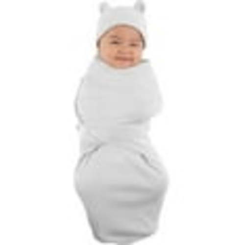 Cuddle Club Baby Swaddle Blanket & Sleep Sack with Beanie Hat – Ultra-Soft Fleece Wrap for Newborns & Infants – Bear Blue (Large)