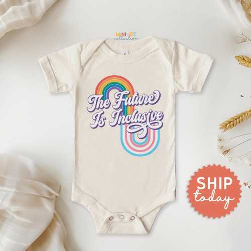 The Future Is Inclusive Onesies® Brand, Pride Month Bodysuit, Inclusive Baby Clothes, LGBTQ+ Baby Shower Gift, (BC-PRI8)