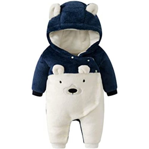 Fairy Baby Newborn Baby Snowsuit Bear Onesie Romper Winter Warm Coat Infant Fleece Footie Jumpsuit for Girls Boys 0-18M