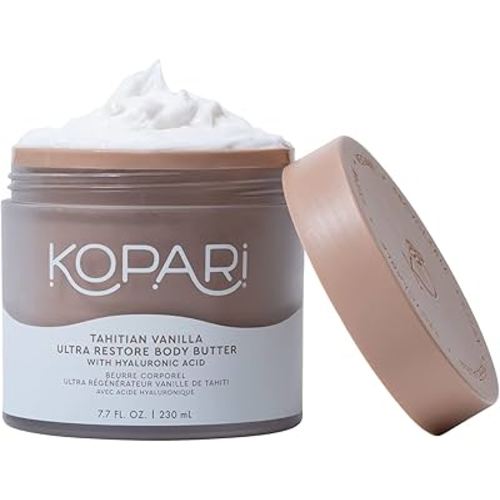 Kopari Tahitian Vanilla Ultra Body Butter | Hyaluronic Acid, Antioxidants, Omegas, and Fatty Acids to Hydrate and Retain Moisture | Sweet Tahitian Vanilla Scent | Vegan and Cruelty Free | 7.7 Oz