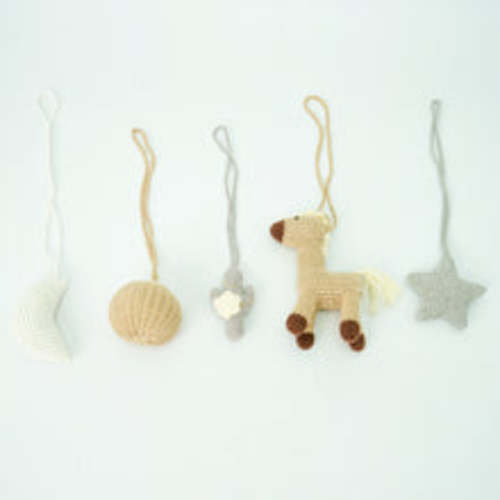 Handmade Hanging Crochet Cowboy Horse Toys Set (wooden frame not included)