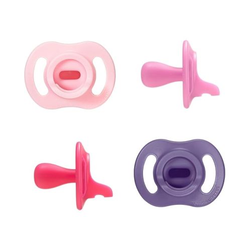 Tommee Tippee Ultra-Light StayPut Pacifier, One-Piece Silicone Design, 0-6m, 4 Pack