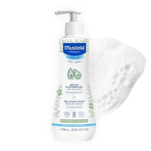 Mustela Gel de Limpieza Suave para Bebé - Jabón para el Cabello y Cuerpo del Bebé - con Aguacate Natural Fortificado con Vitamina B5 - Fórmula Biodegradable y Sin Lágrimas - Paquete de 1 o 2 - Varios