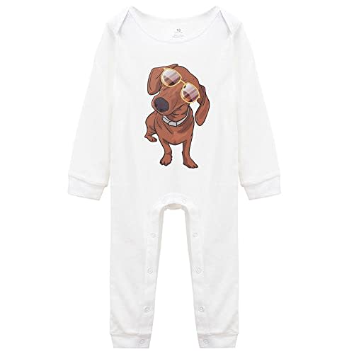 Yeavomeny Funny Dachshund Sunglass Dog Funny Baby Cotton Toddler Jumpsuit Romper 0-24 Months