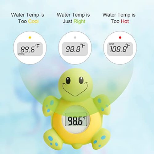 Baby Bath Thermometer (Upgraded Version) with Automatic Water Induction Switch, Baby Bath Float and Play Toy for Infant, Smart Accurate Bathroom Safety Temperature Thermometer ℃/℉ - Cute Turtle
