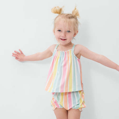 Playful Stripes Smocked Top with Bloomer