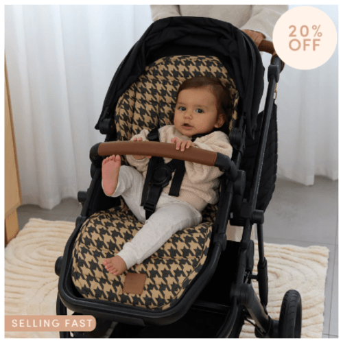 Black Houndstooth Universal Linen Pram Liner