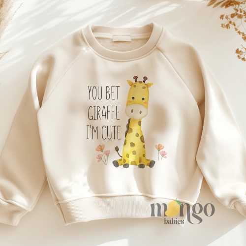 I&#39;m Cute Giraffe Sweater for Toddler Giraffe Baby Clothes Funny Baby Shower Gift You Bet Giraffe I&#39;m Cute Tshirt for Kids Cute Animals Shirt