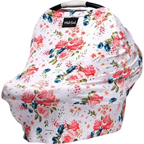 Milk Snob Original 5-in-1 Cover - Added Privacy for Breastfeeding, Baby Car Seat, Carrier, Stroller, High Chair, Shopping Cart, Lounger Canopy - Newborn Essentials, Nursing Top (Floral)