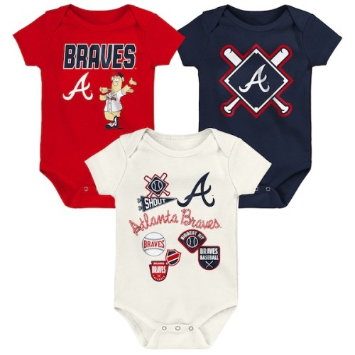 Atlanta Braves Outerstuff Newborn Home Plate 3-Piece Creeper Set