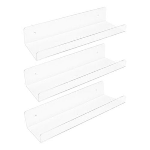 Unique Bargains Bathroom Kitchen Room Acrylic Wall Floating Shelves Clear