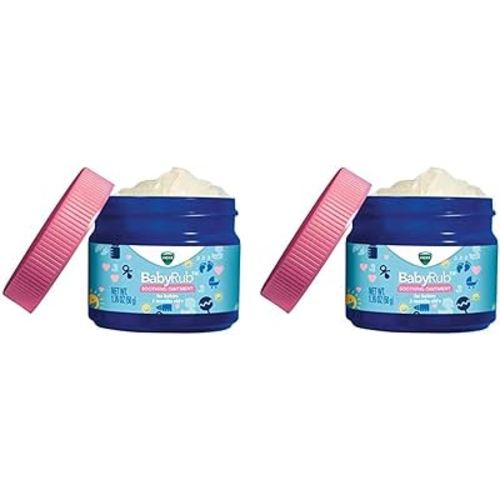 Vicks BabyRub Chest Rub Ointment with Soothing Aloe, Eucalyptus, Lavender, and Rosemary, from the makers of VapoRub, 1.76 oz (Pack of 2)